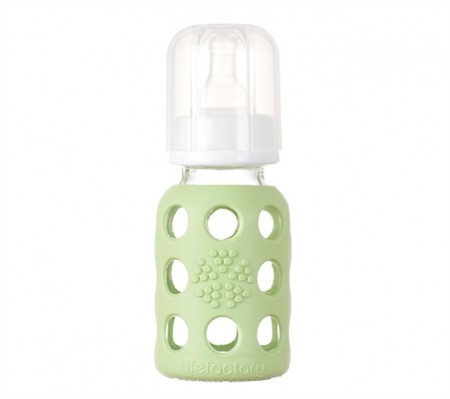 Grønn, tåteflaske i glass fra Lifefactory 120ml
